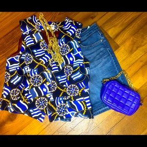 Sailer boat print vintage vest